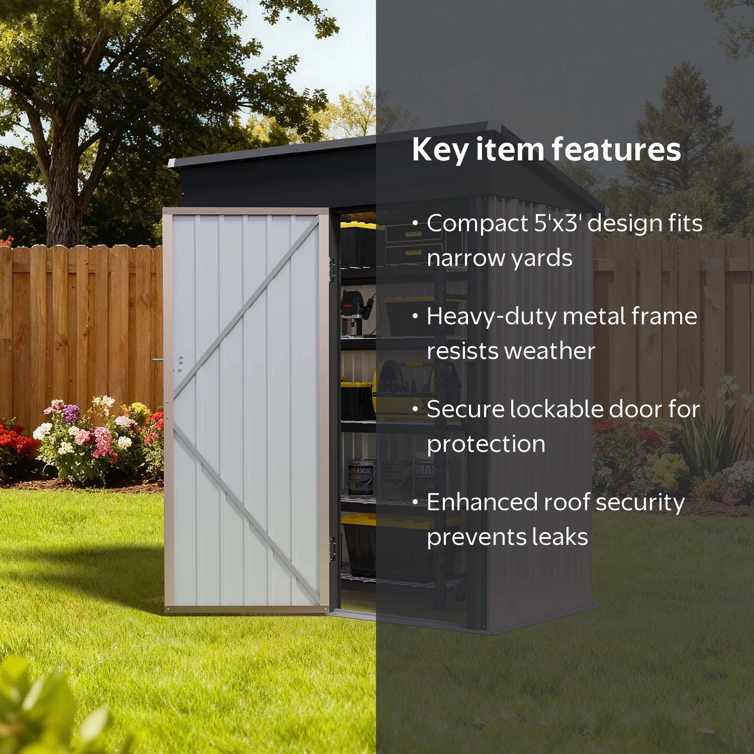 BaPiPro 5'x3' Outdoor Storage Shed, Heavy Duty Metal Shed Garden