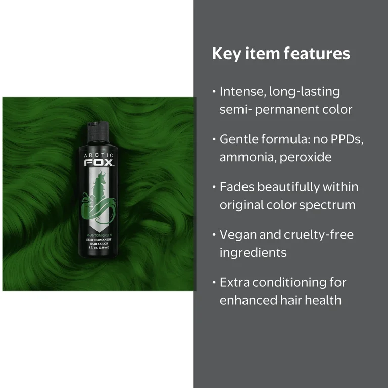Arctic Fox Phantom Green Semi-Permanent Vegan Hair Dye, 8-oz