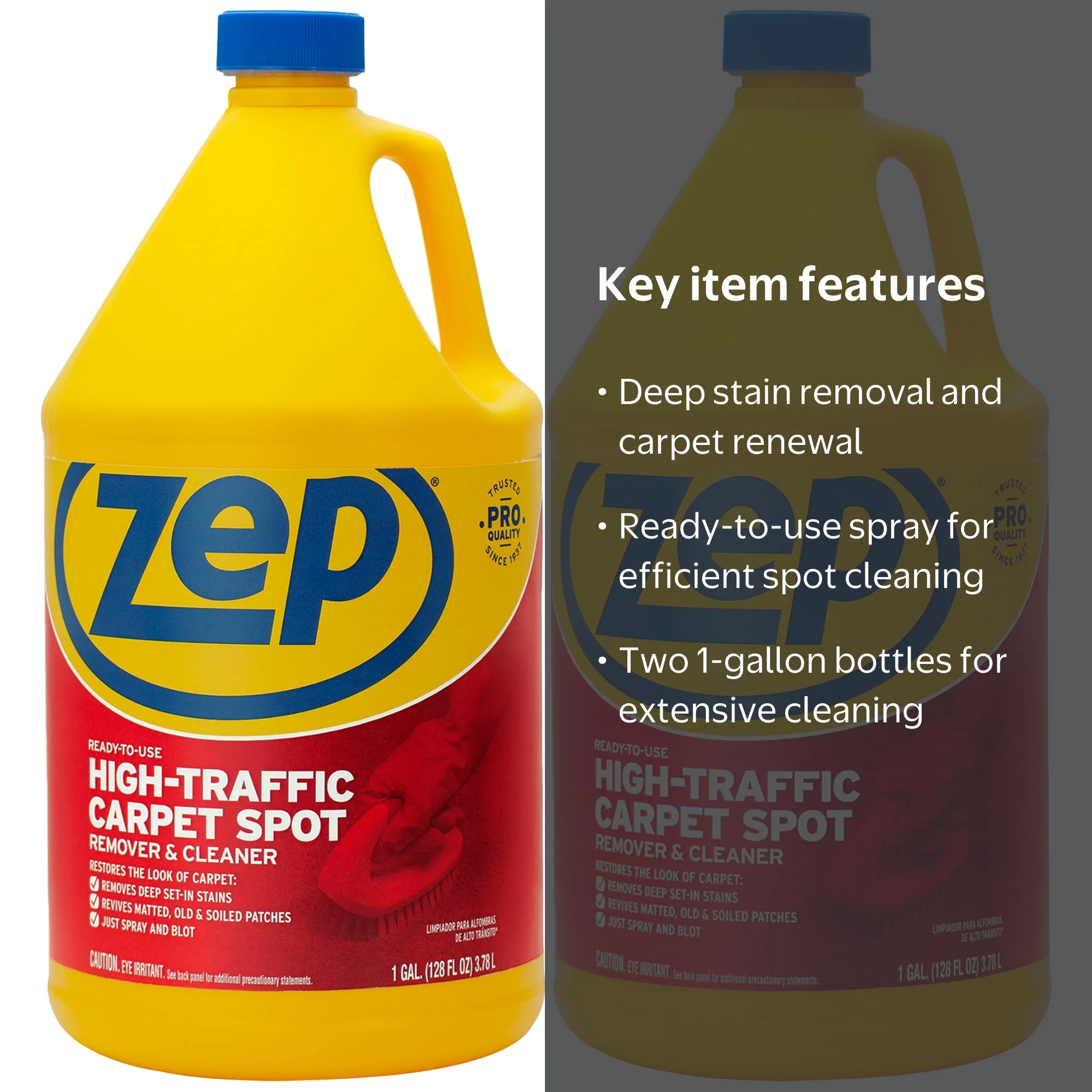 Zep High Traffic Carpet Cleaner, 1 Gallon (Case of 2), Deep Stain