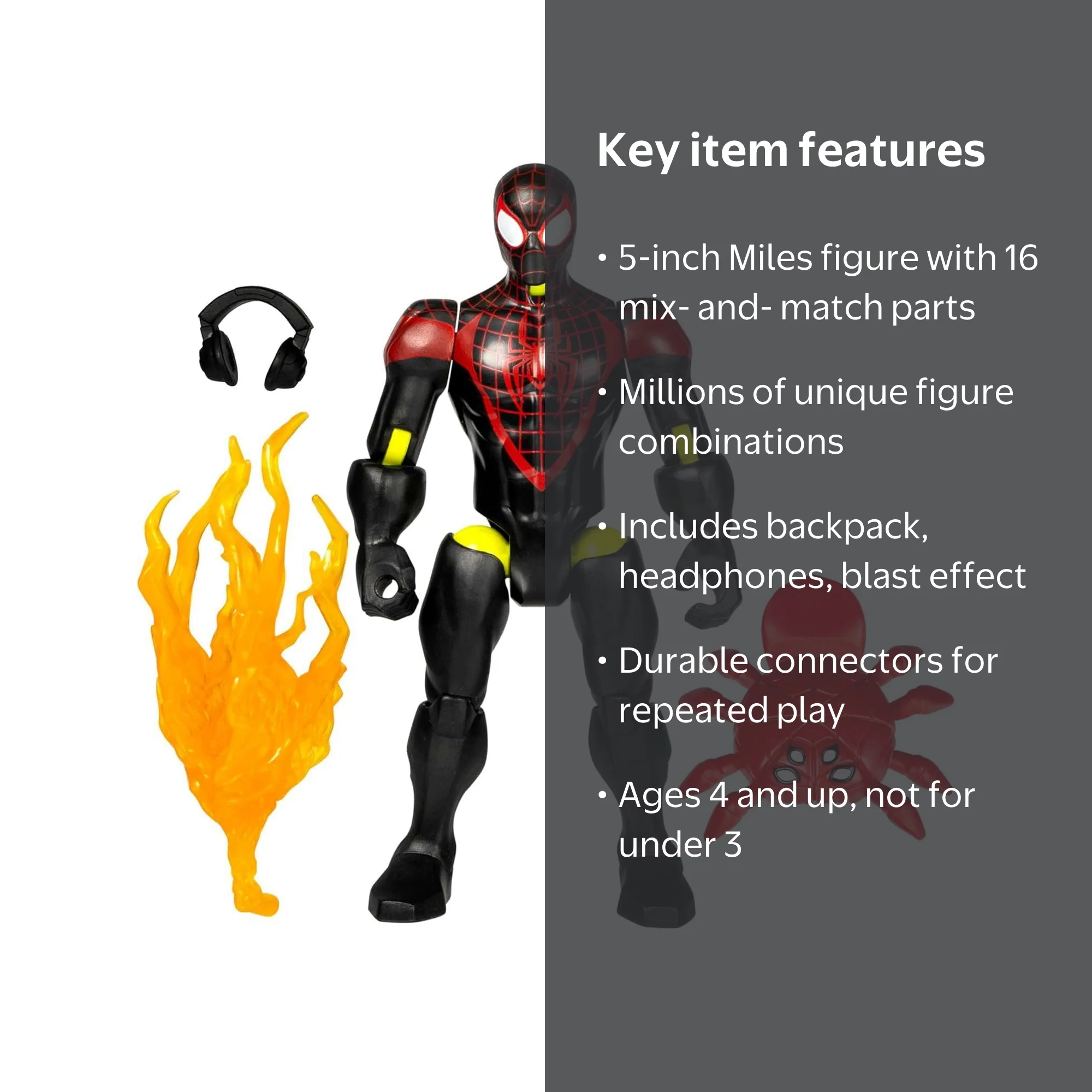 Spider-Man MixMashers Marvel Miles Morales Toy, 5‚Äù Action Figure