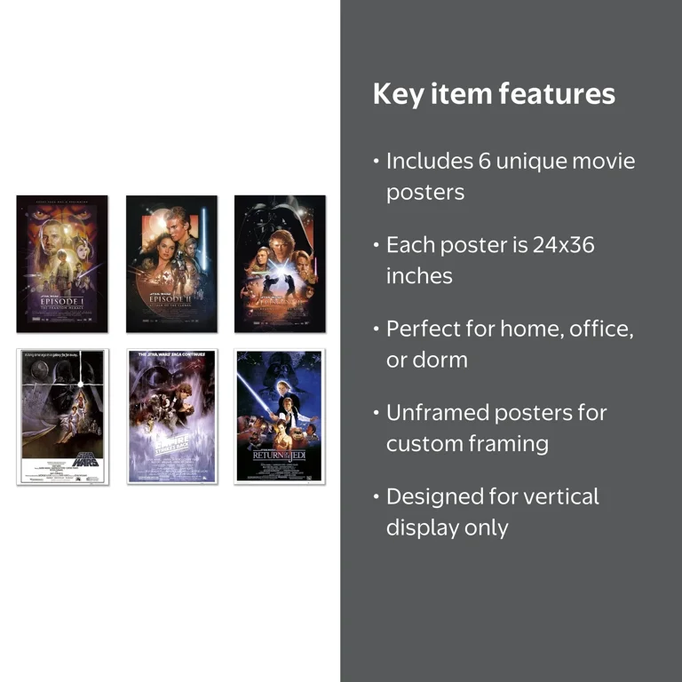 STAR WARS: EPISODE I-VI - 6 PIECE MOVIE POSTER SET (REGULARS 1