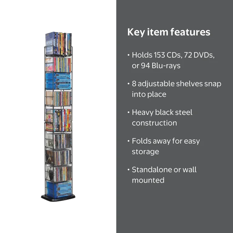 Atlantic Folding CD/DVD/Blu-Ray Organizer Steel-Wire Media Tower
