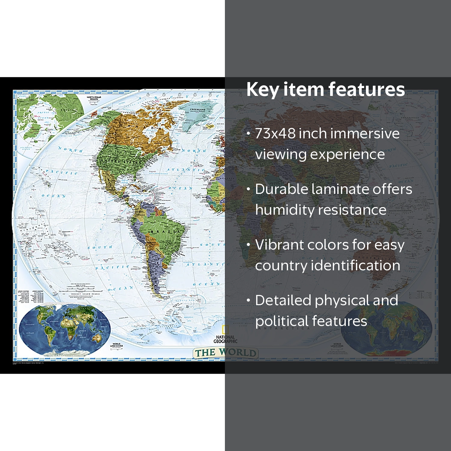 National Geographic World Decorator Map, Enlarged and Laminated
