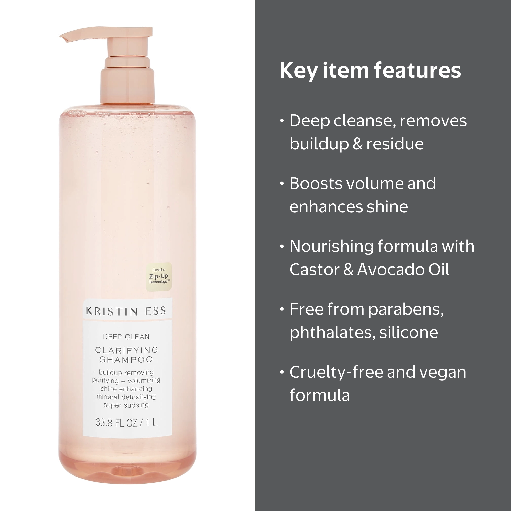 Kristin Ess Deep Clean Clarifying Shampoo for Buildup, Oil, and