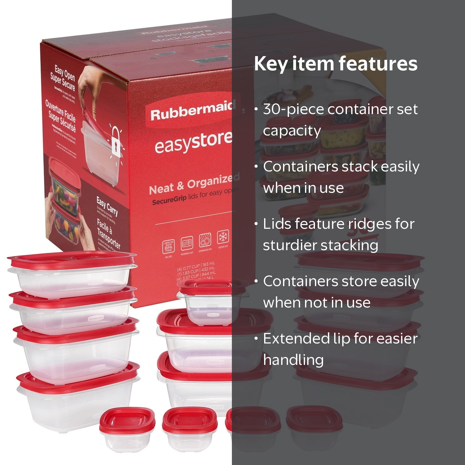 Rubbermaid EasyStore Containers with Lids, 30-Piece Set - Walmart.com
