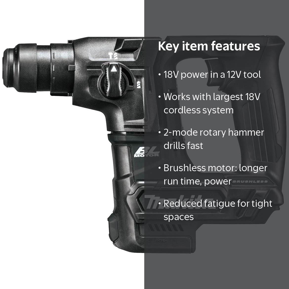 Makita Rotary Hammer, 18V LXT Sub-Compact Brushless, SDS-Plus