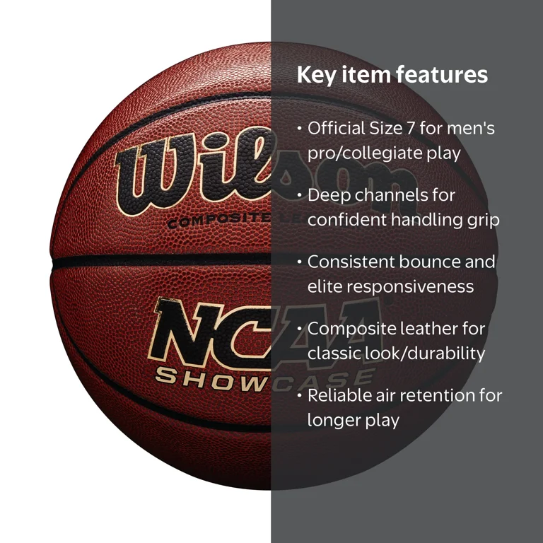 Free Shipping! Wilson NCAA Showcase Basketball 29.5 Composite