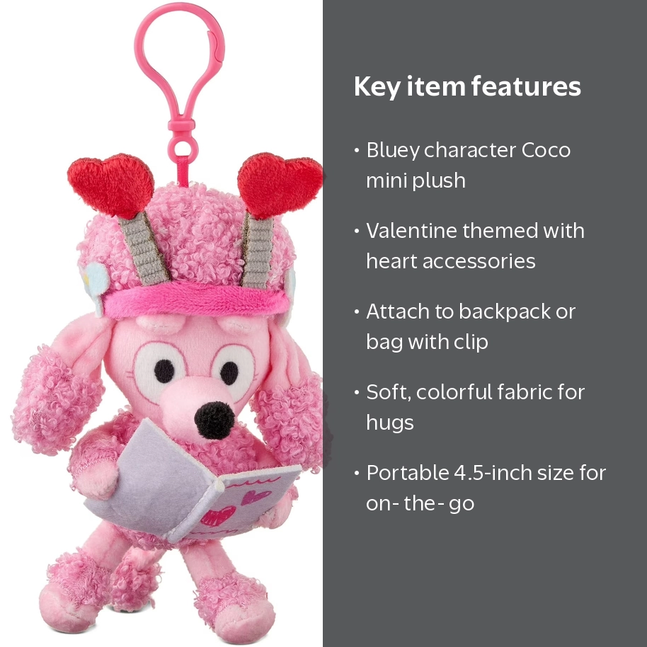 Bluey 2026 Valentine's Day Coco Mini Clip-On Plush - Walmart.com