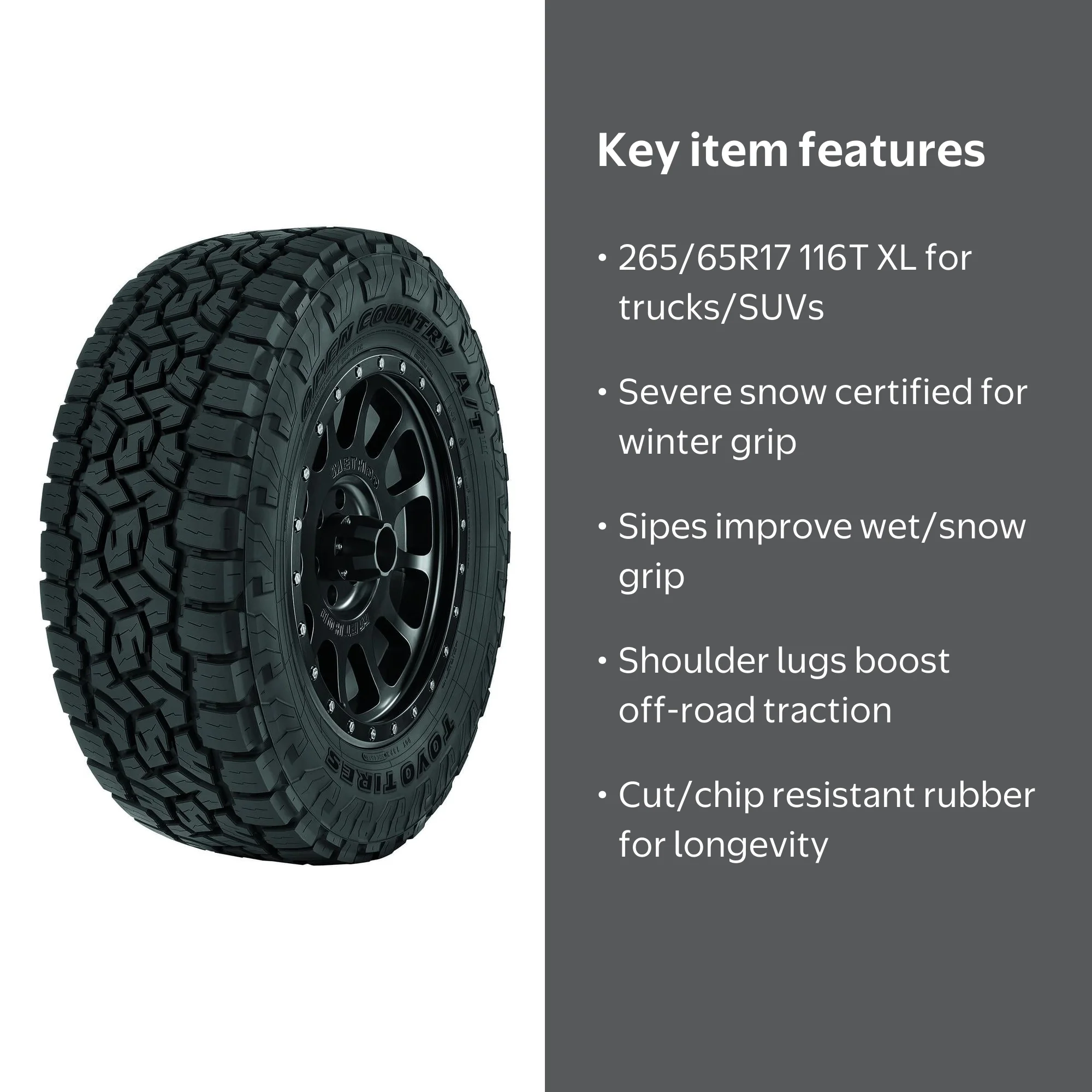 Toyo, All Terrain Tire, 265/65R17 116T XL, Off-Road Performance