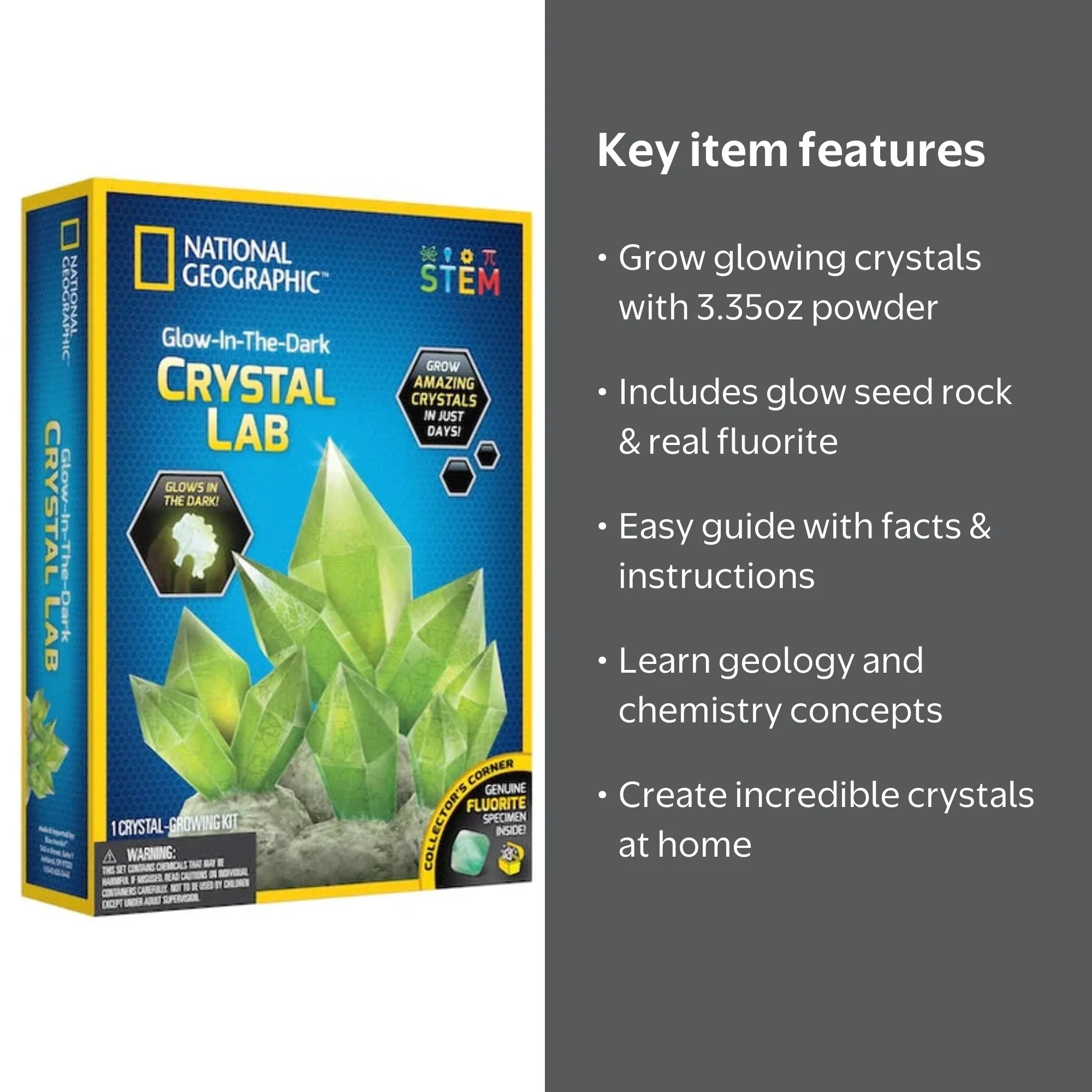 NATIONAL GEOGRAPHIC DIY Crystal Creation Kit - Glow-in-the-Dark