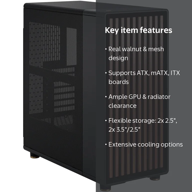 Fractal Design, PC Case, North ATX mATX Mid Tower, Charcoal Black