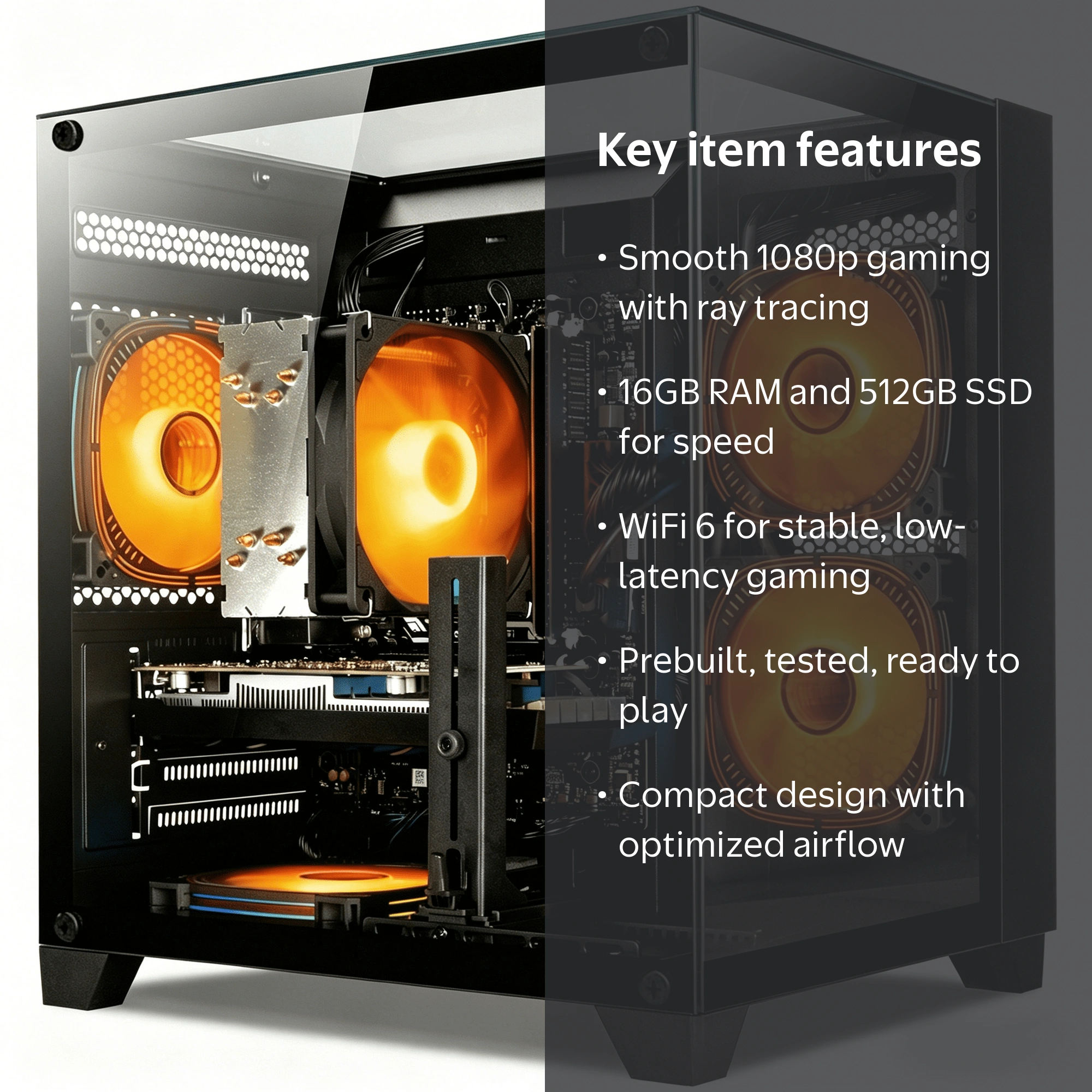WIWB Gaming PC Desktop - AMD Ryzen 7 5700X, GeForce RTX 3050 6GB