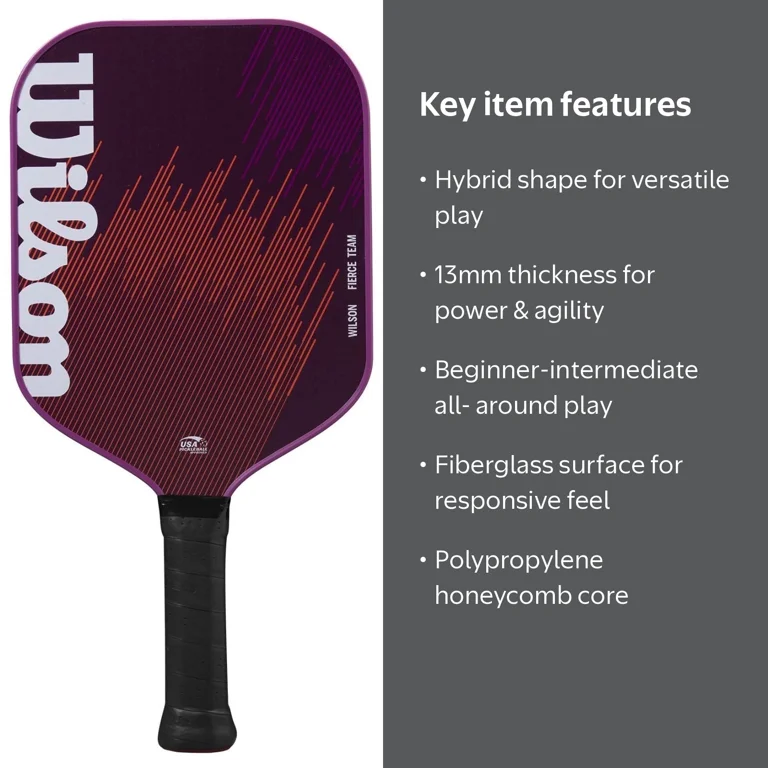 Wilson, Pickleball Paddle, Purple, 13mm Thickness, Fiberglass