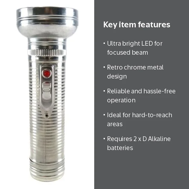 Retro Vintage Aluminum Flashlight – Old-Fashioned Classic Torch For Outdoor Use, Rural Households & Decorative Display