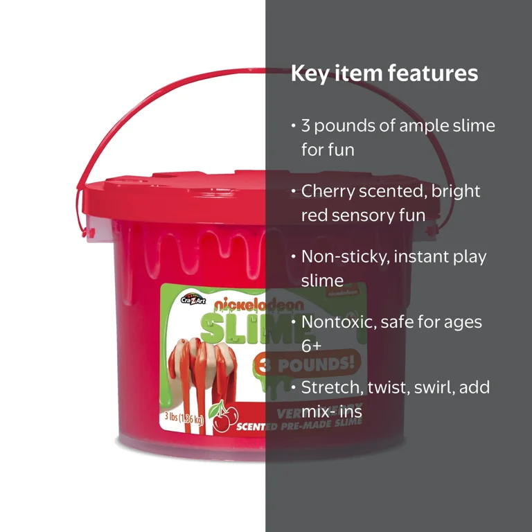 Cra-Z-Art Nickelodeon Very Cherry Scented Slime Bucket, 3 Lbs