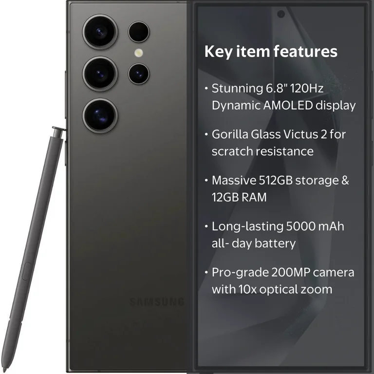 Galaxy S24 Ultra 512GB ブラック SIMフリー Samsung Galaxy S24 Ultra 5G Cell Phone, Dual SIM, 512GB, 12GB RAM
