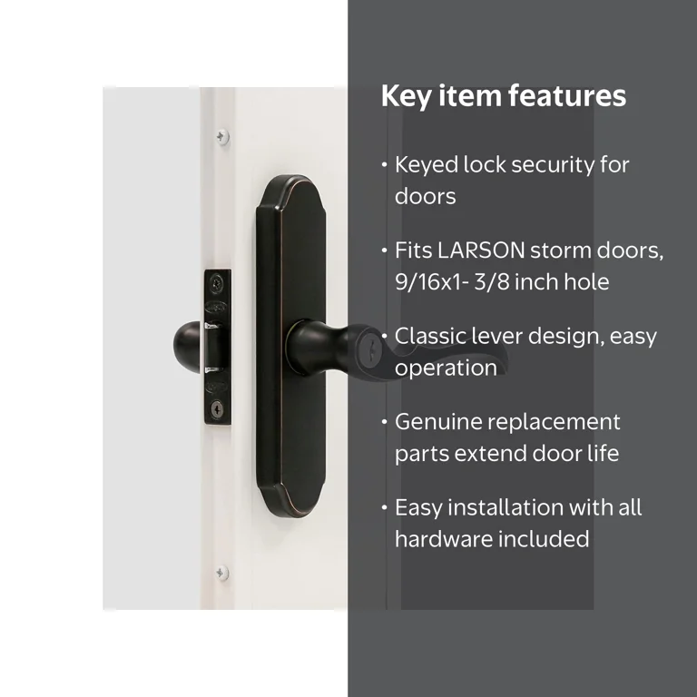 LARSON, Storm Door Handle Set, Bronze, with Lock and Levers