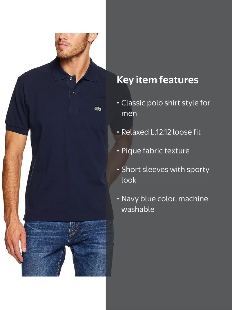 Lacoste Men's Short Sleeve Pique L.12.12 Classic Fit Polo Shirt