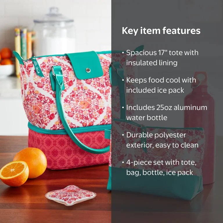 The Pioneer Woman Insulated Lunch Kit Set with Extra Bag Ice Pack
