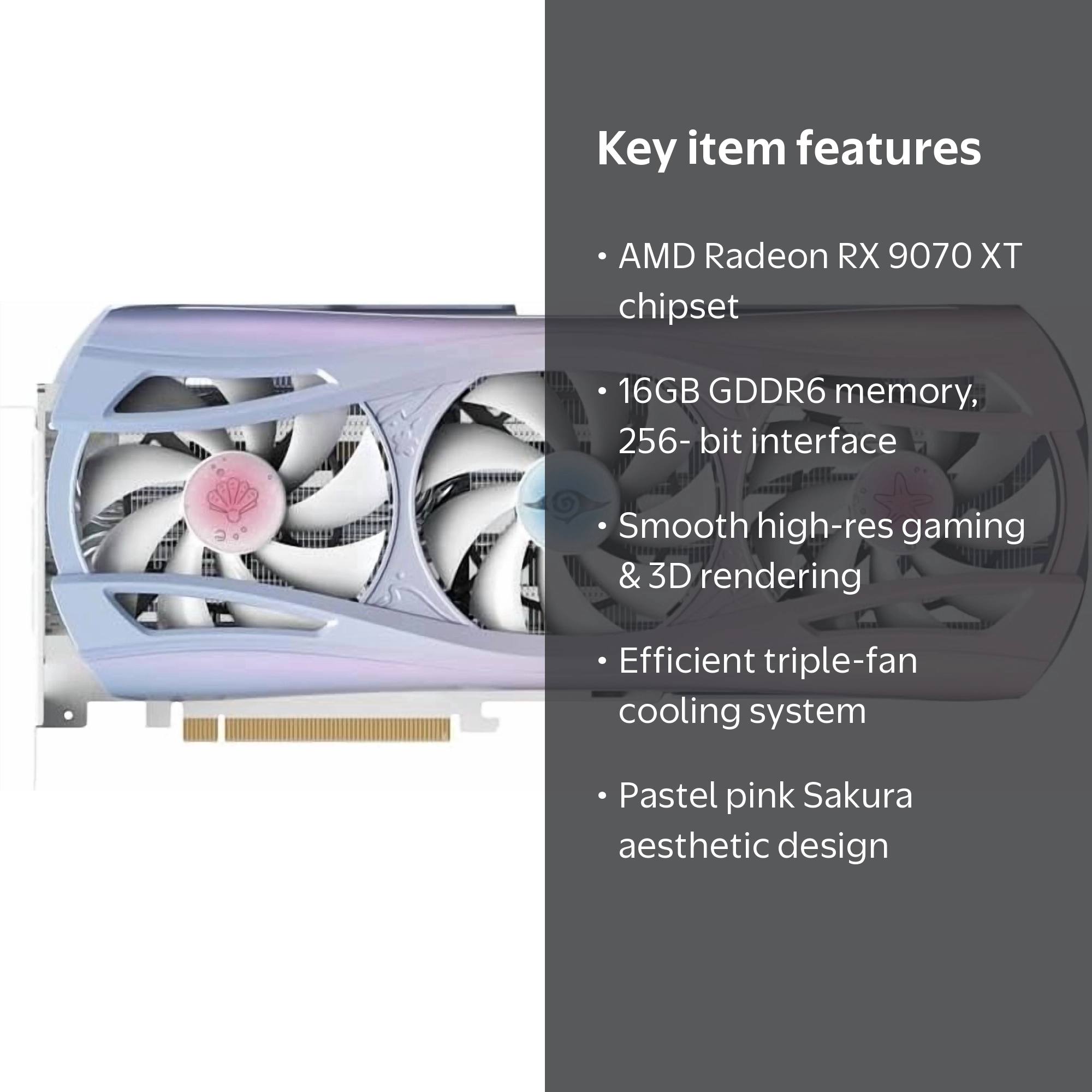 Yeston Sakura Atlantis Radeon RX 9070 XT 16G GDDR6 256bit 4nm