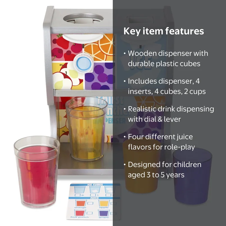 Melissa & Doug Wooden Thirst Quencher Dispenser with Cups & Ice