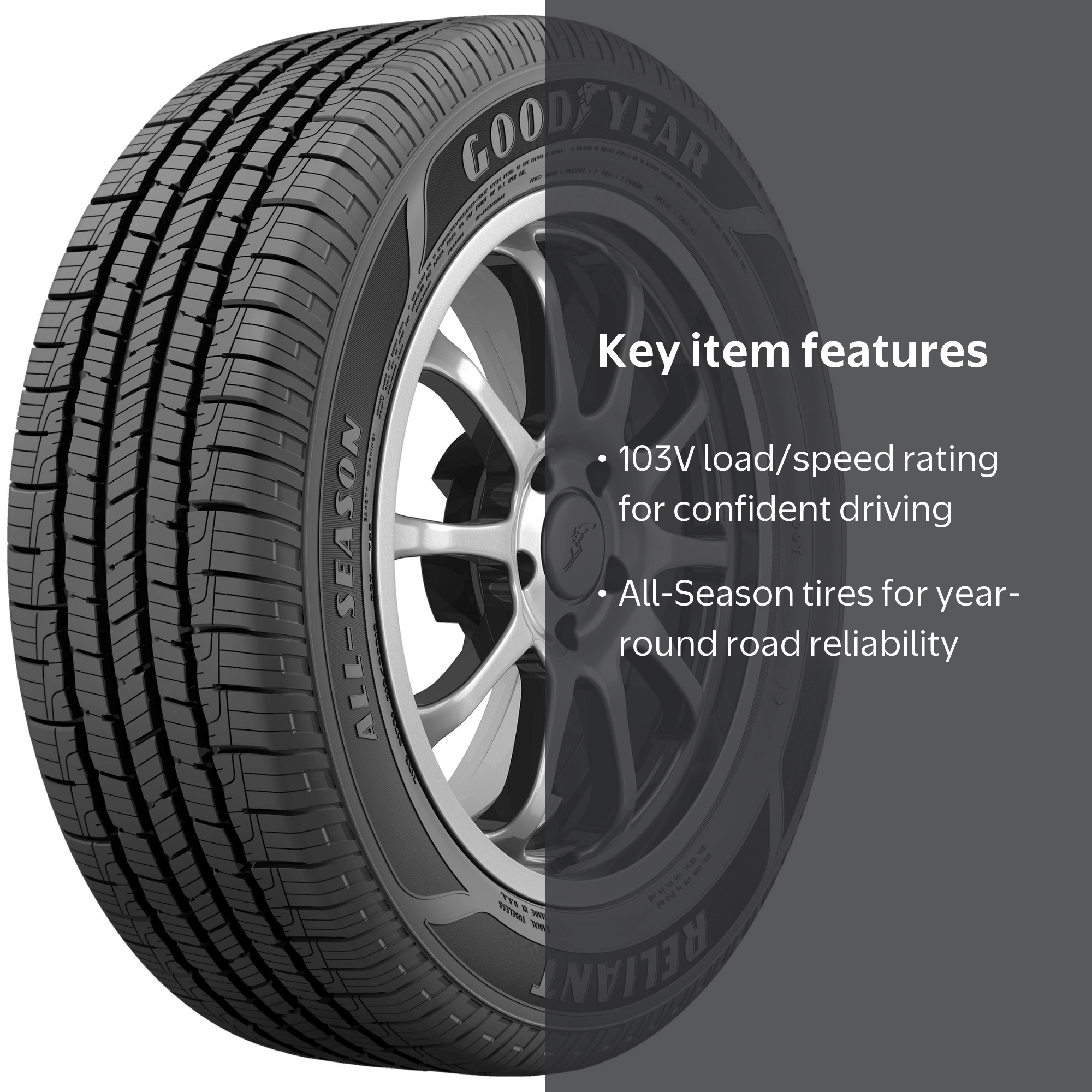 Goodyear, All-Season Tire, 235/60R18 103V, Reliable Water