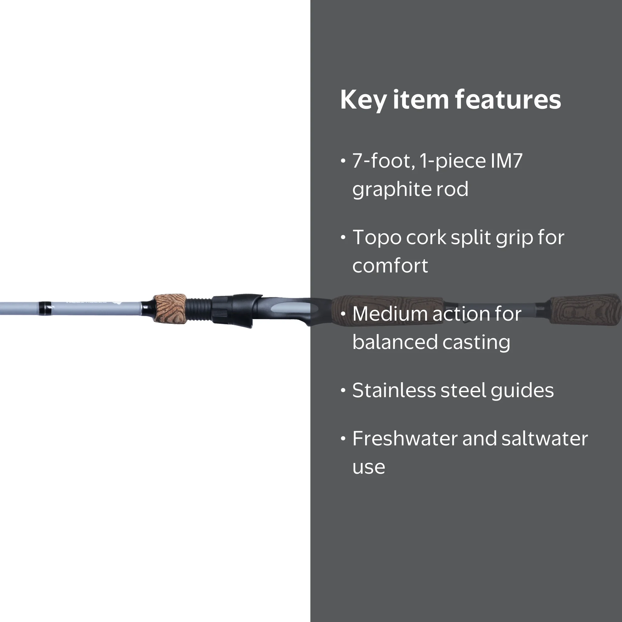 Ozark Trail Spinning Fishing Rod, 7ft Medium Action, Graphite IM7