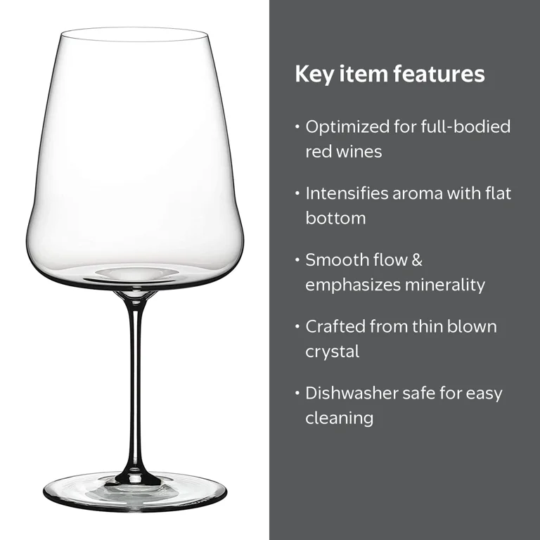 Riedel Winewings Cabernet Sauvignon Tall Thin Single Stem Wine Glass, Clear
