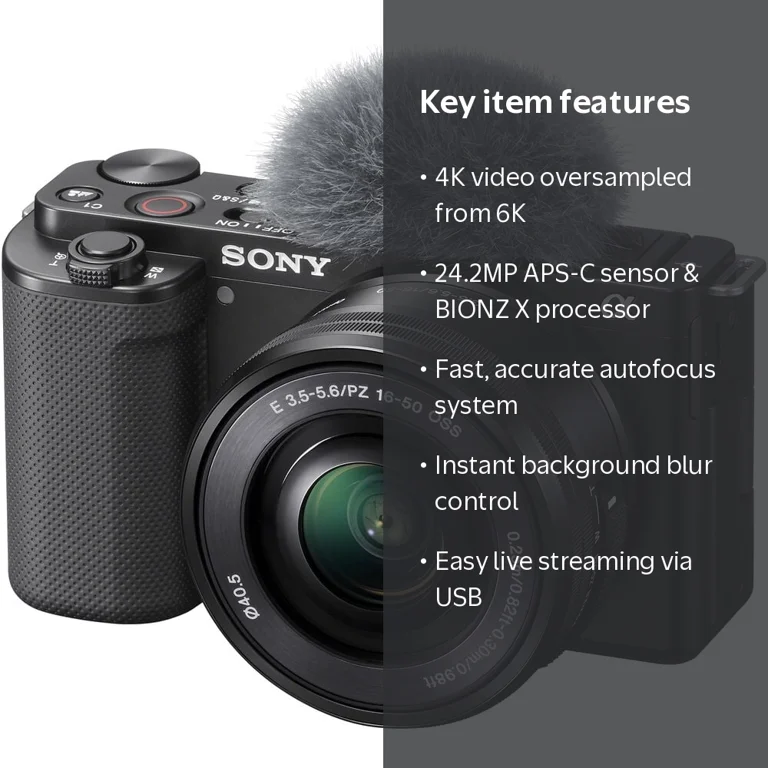 デジタルカメラ Sony ZV-E10 Sony, Mirrorless Camera, 16-50mm Lens, 24.2MP, 4K Video - Walmart.com