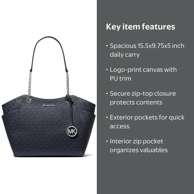 Michael Kors Women's Jet Set Shoulder Bag, Logo Canvas, Top Zip