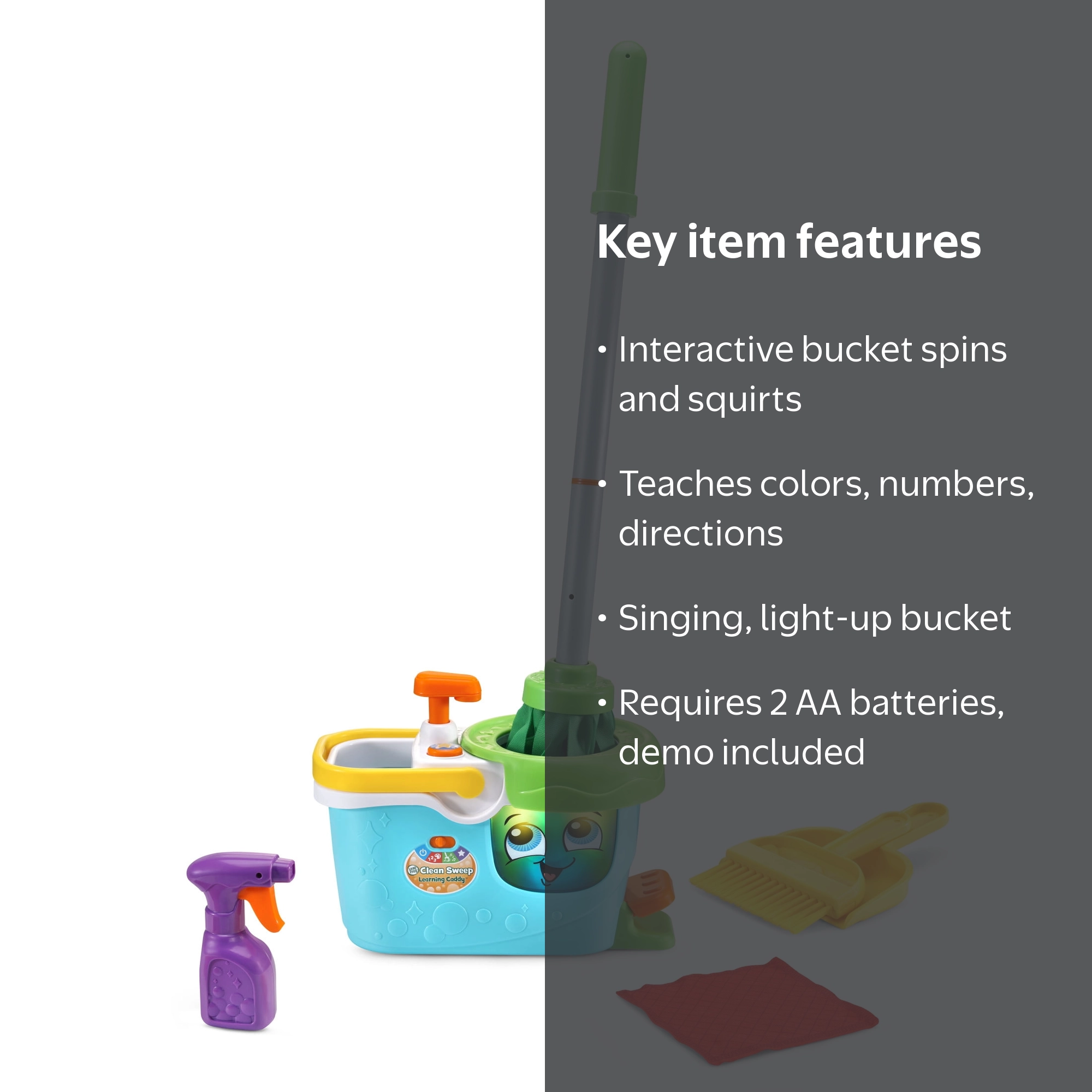 LeapFrog Clean Sweep Learning Caddy, Toddlers Toy, 6-Piece Pretend