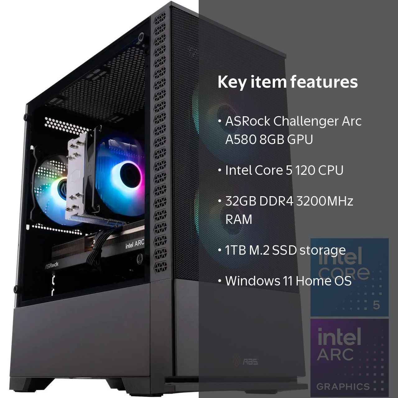 ABS Cyclone Aqua Gaming PC - Windows 11 - Intel Core 5 120 - Intel
