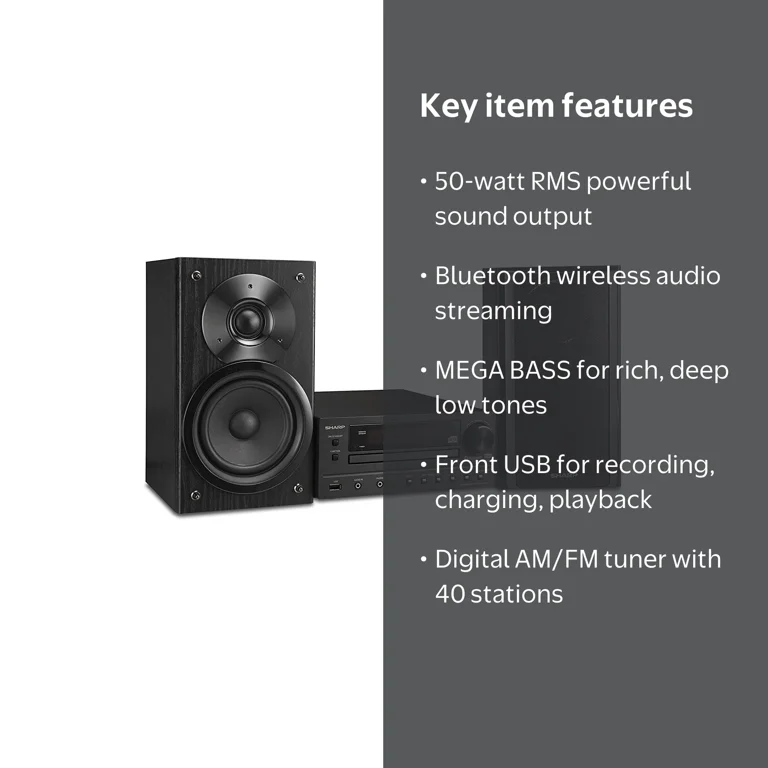 みのしま　SHARP Mini System Sharp Compact Bluetooth Hi-Fi Home Stereo Sound System with Single