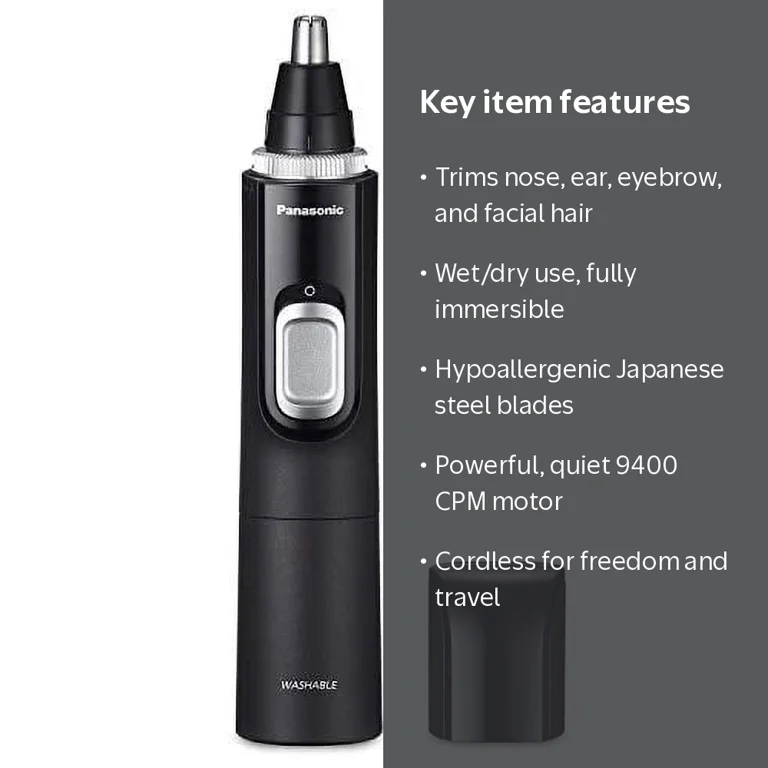 Panasonic ER-GN70-K Men's Ear and Nose Hair Trimmer with Vacuum