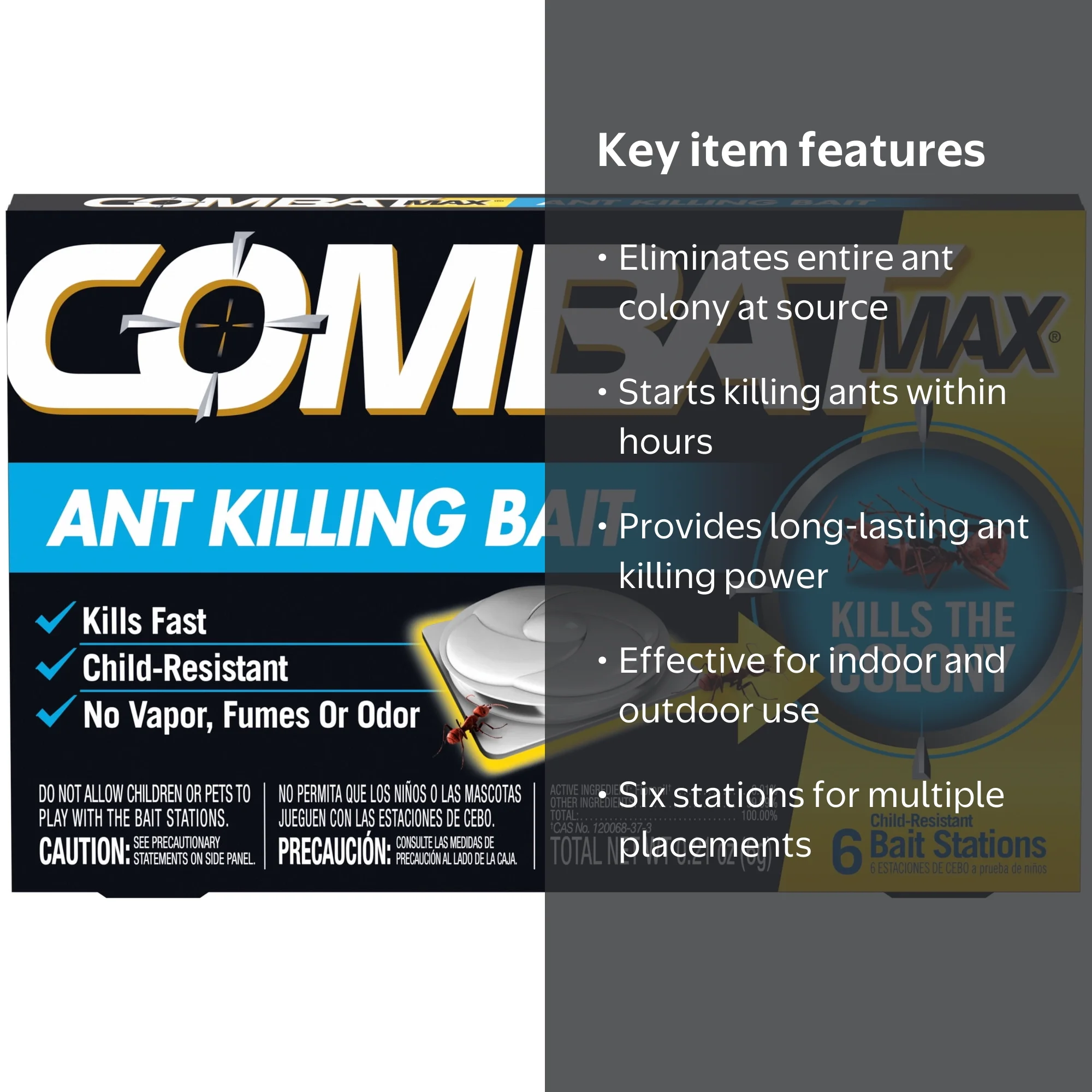 Combat Ant Killing Bait Stations 6 Count Indoor and Outdoor Use