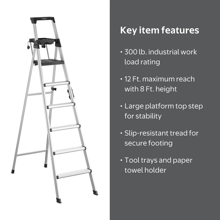 Cosco 8 Ft. Signature Series Aluminum Folding Step Ladder 300 Lb