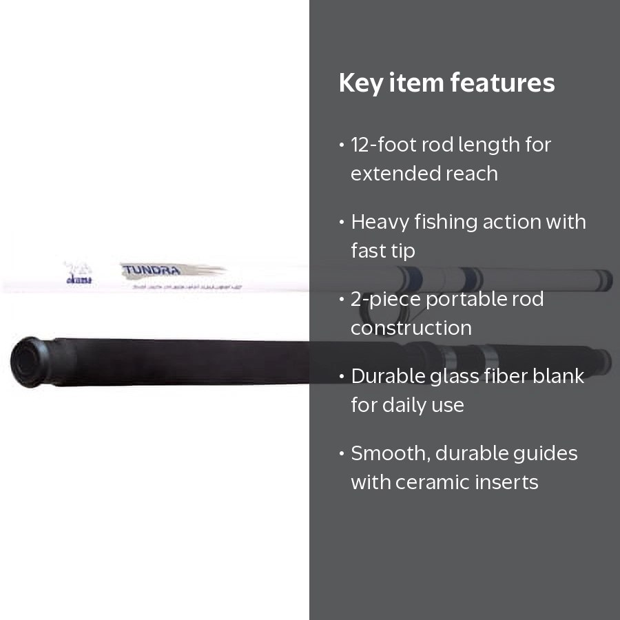 Okuma, Tundra Spinning Fishing Rod, 12ft Heavy Action, Black