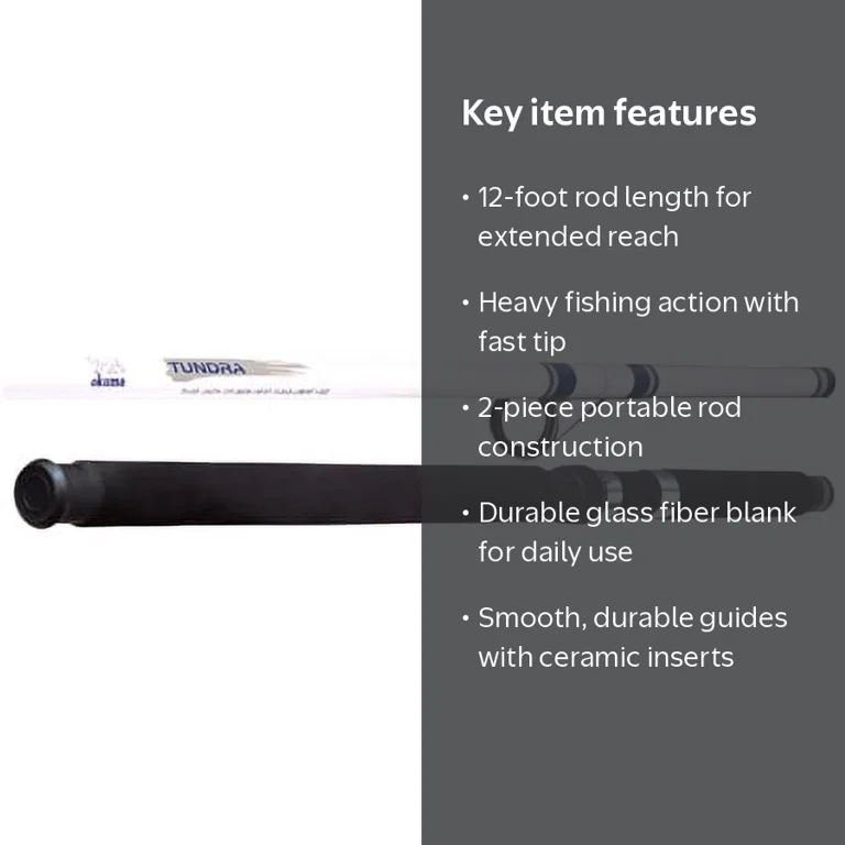 Okuma, Tundra Spinning Fishing Rod, 12ft Heavy Action, Black
