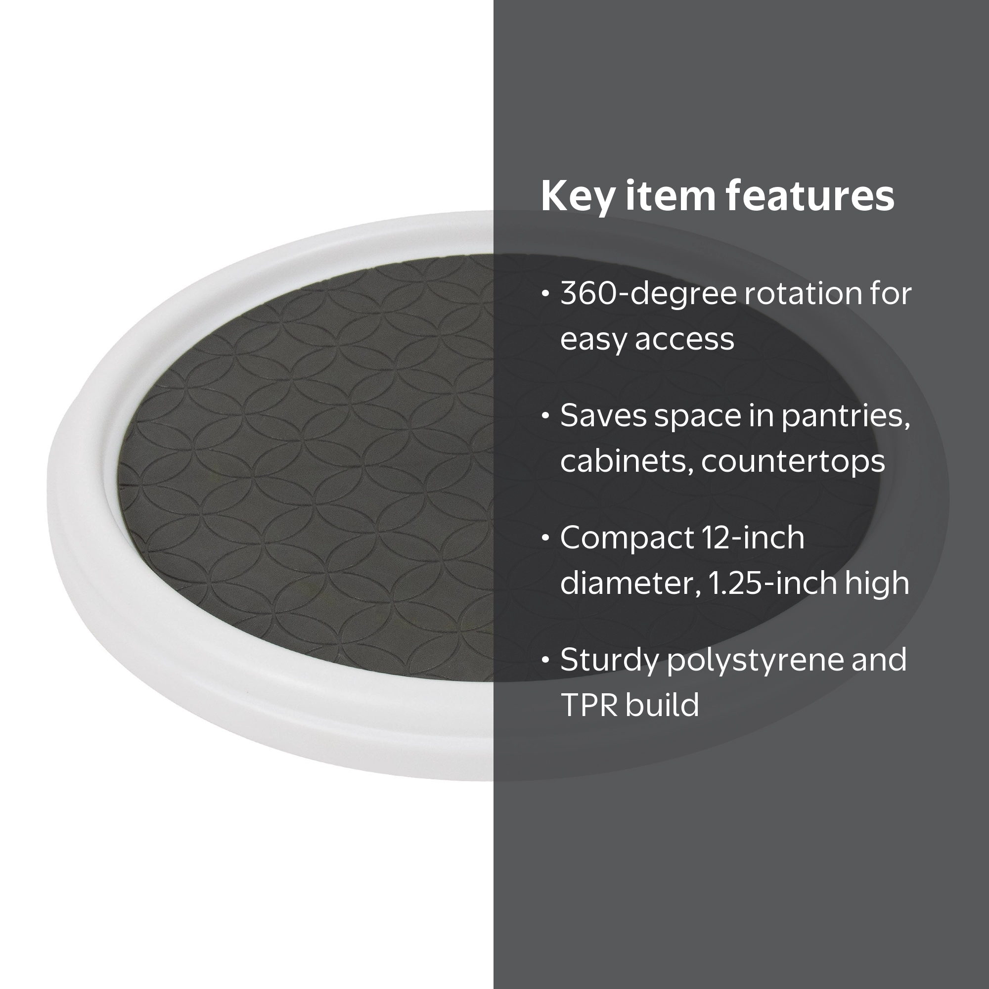 Mainstays Nonskid 12in Diameter Plastic Turntable for Kitchen
