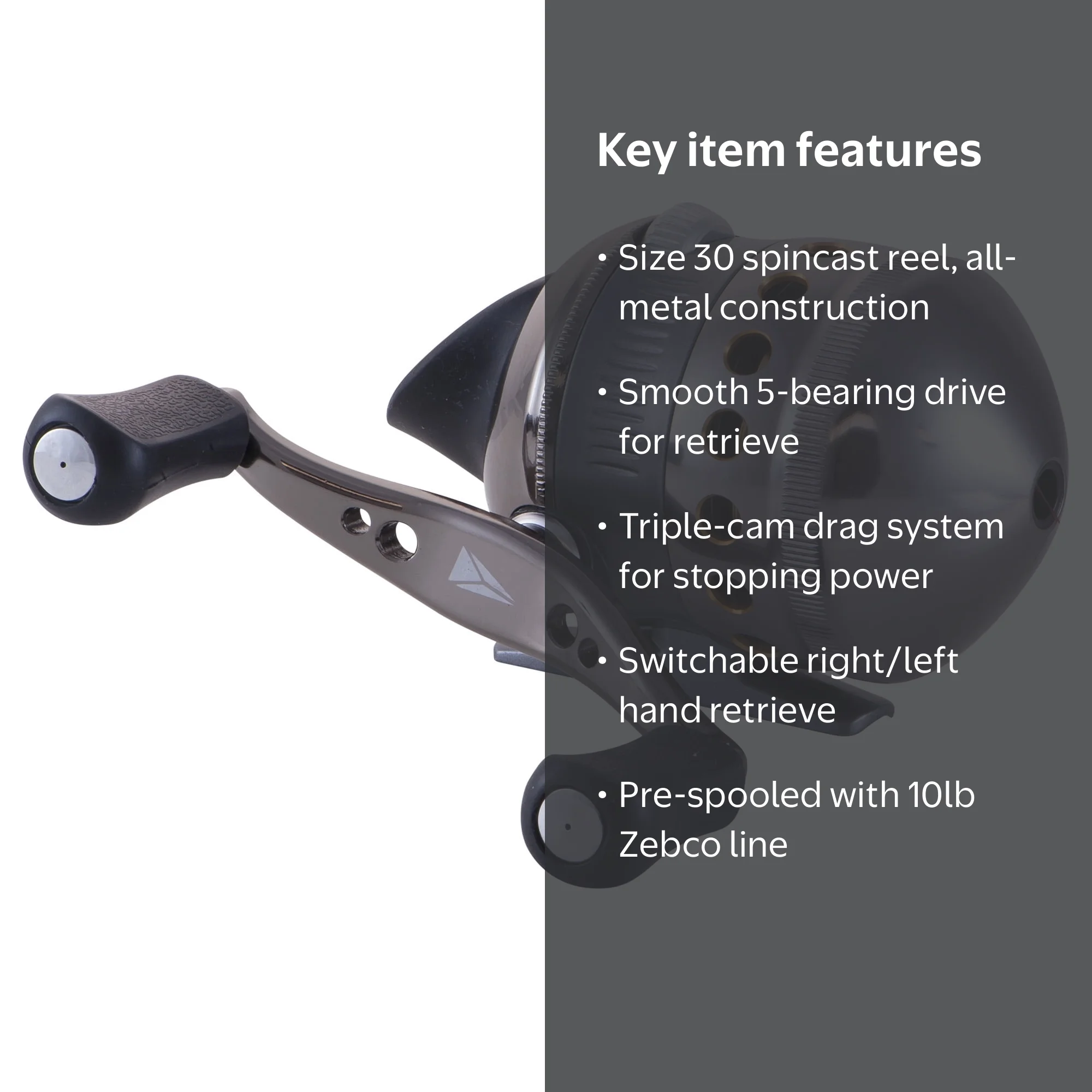 Zebco Delta Spincast Fishing Reel, Size 30, Pre-Spooled