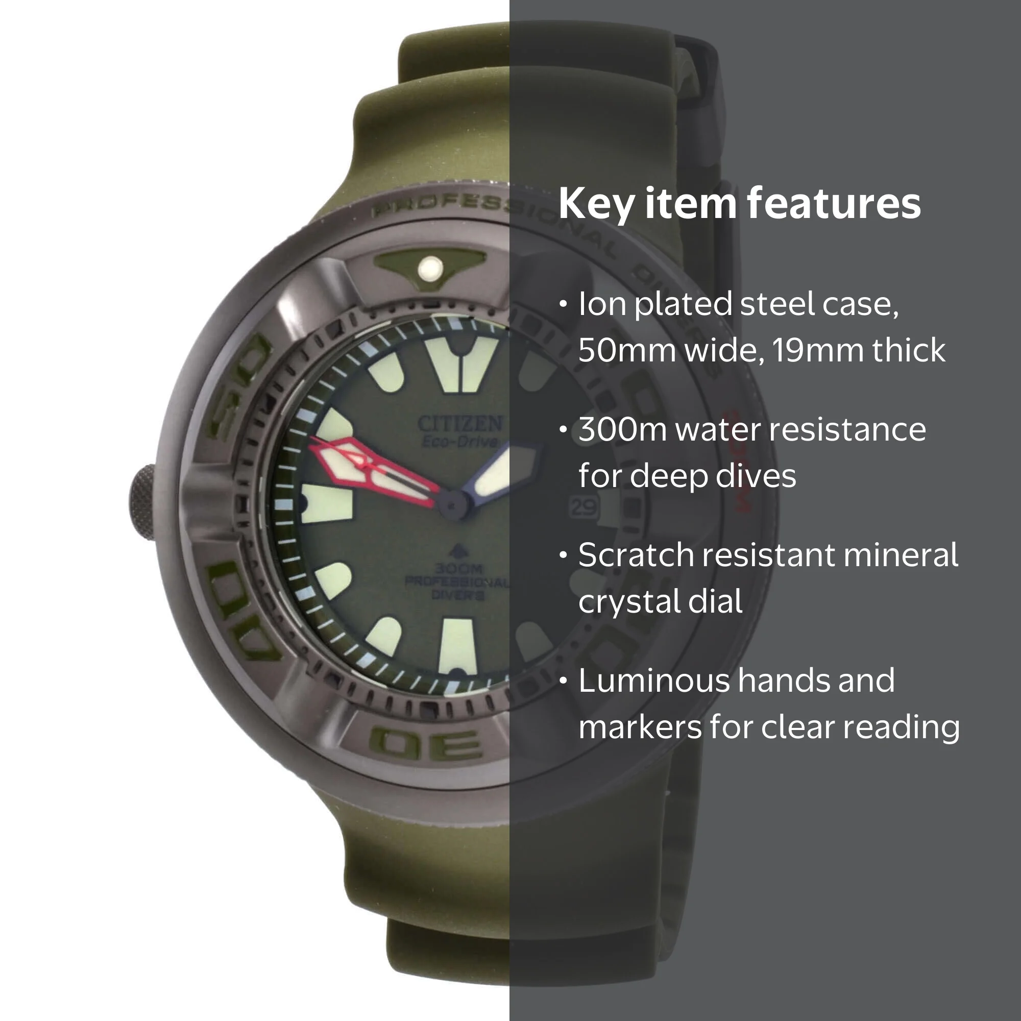 時計 CITIZEN promaster eco drive Citizen BJ8057-17X Men's Promaster Marine Olive Green Dial Watch
