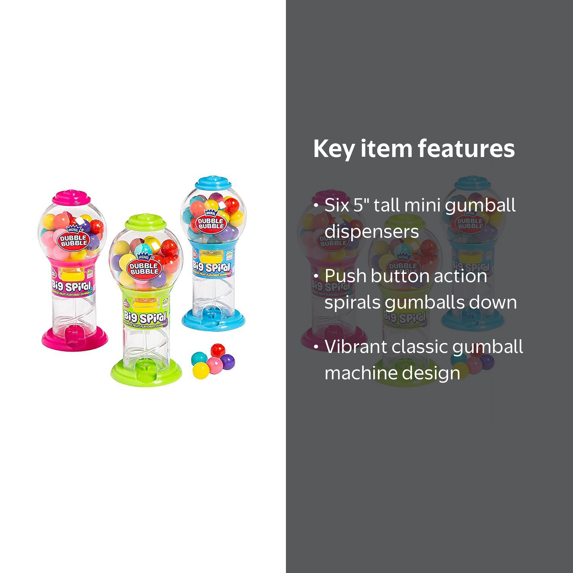 Kidsmania Dubble Bubble Gum Bright Big Spiral Gumball Dispensers