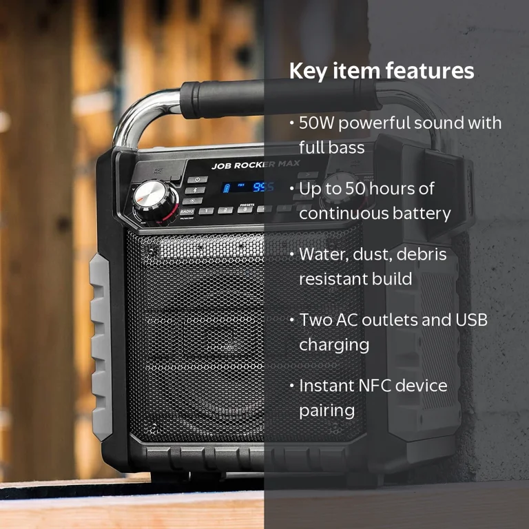 ION Job Rocker Max: Wireless Bluetooth Speaker, Portable, 50W
