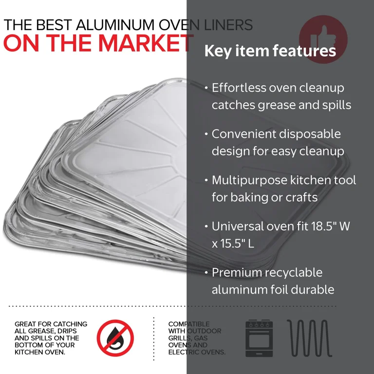 Stock Your Home, Disposable Foil Oven Liners, 18.5