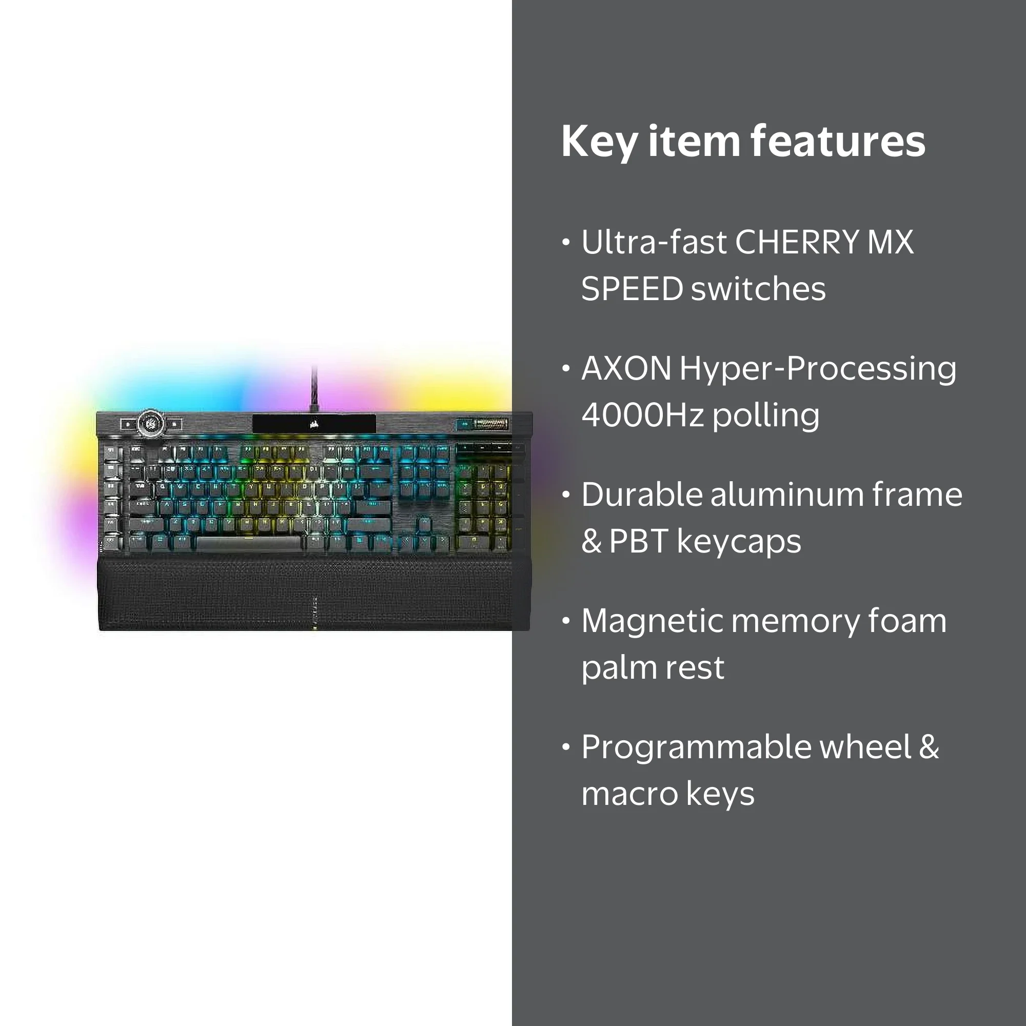 CORSAIR K100 RGB Mechanical Gaming PC Keyboard, CHERRY MX SPEED