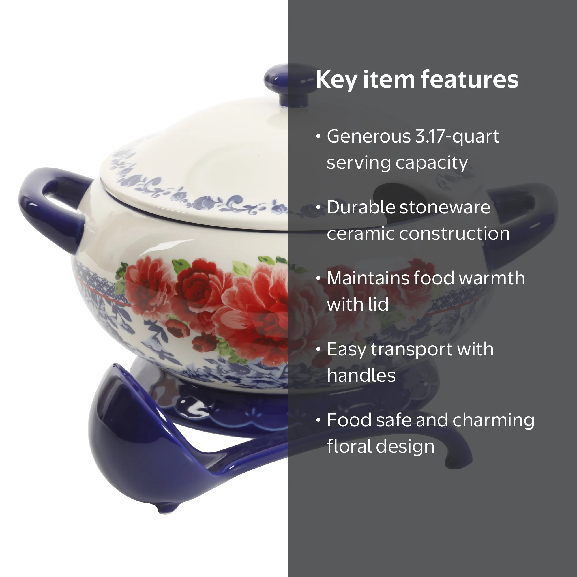 Régence スモールフルーツボウル レジェンス　皿 The Pioneer Woman Ceramic Soup Tureen with Ladle 3.17-Quart