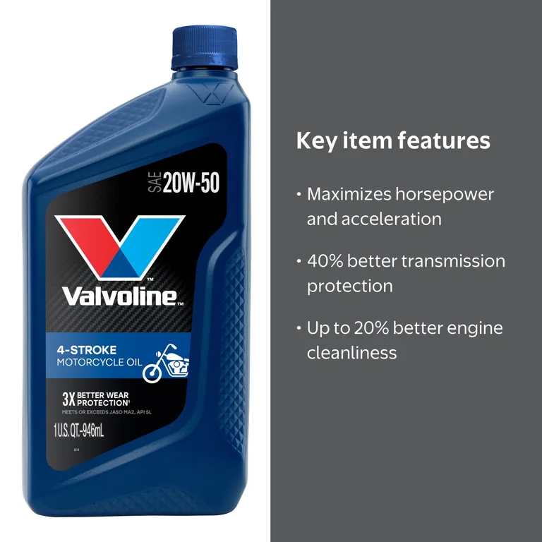 Valvoline, 4-Stroke Motorcycle Motor Oil, 20W-50, 1 QT - Walmart.com