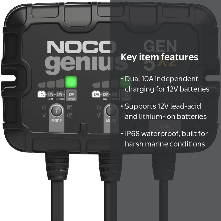 NOCO, Battery Charger, 2-Bank, 10A, Waterproof, Marine - Walmart.com