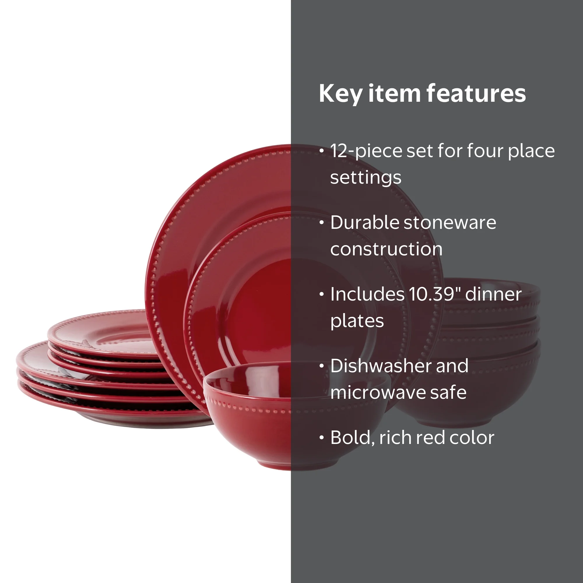 Mainstays Brynn 12-Piece Stoneware Dinnerware Set Red - Walmart.com