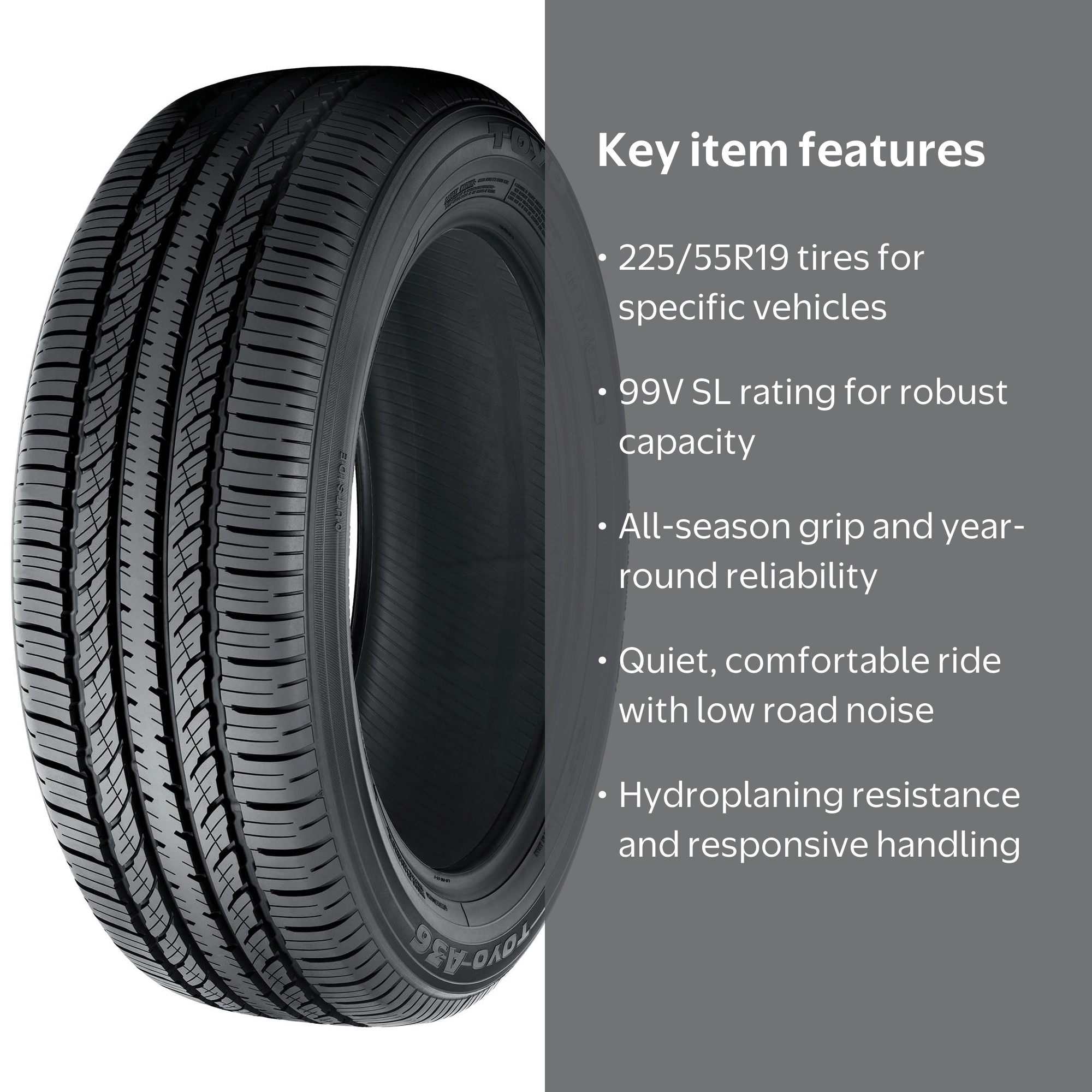 Toyo Auto TYA36 All-Season P225/55R-19 99 Tire - Walmart.com